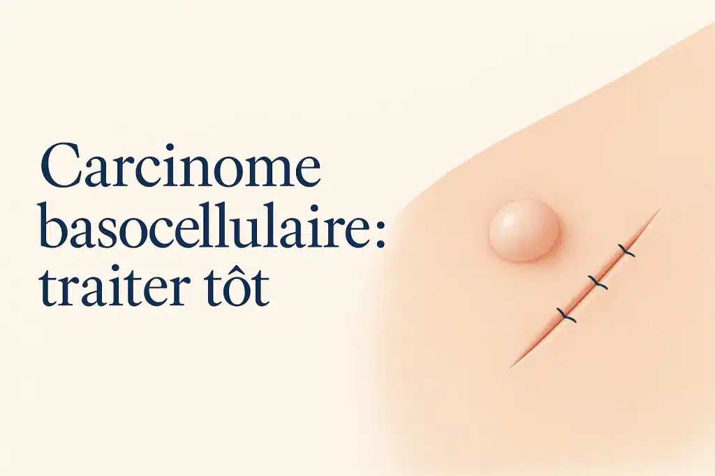 Carcinome basocellulaire traité précocement : petite lésion nacrée et cicatrice chirurgicale fine — SOS Chirurgie Dermato, Paris