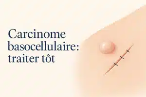 Carcinome basocellulaire traité précocement : petite lésion nacrée et cicatrice chirurgicale fine — SOS Chirurgie Dermato, Paris